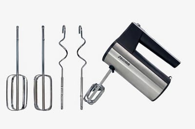 ISWISS CX-6619 Handmixer - Luxe RVS Design - Krachtige 300W Koperen Motor - 5 Snelheden - Inclusief 2 Gardes & 2 Kneedhaken - Turbo Functie - Zilver/Zwart