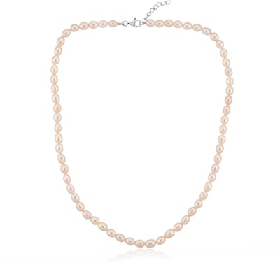 Cavill - 925 Sterling Zilver Verstelbare Ketting - Witte Zoetwater Kweekparels Fancy Slijpsel - Elegante Zilveren Parelketting met Karabijnsluiting