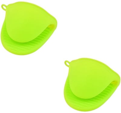 Ovenhandschoenen - Siliconen Ovenwanten - Hittebestendig - BBQ - Barbecue Handschoenen - Groen - 2 Stuks