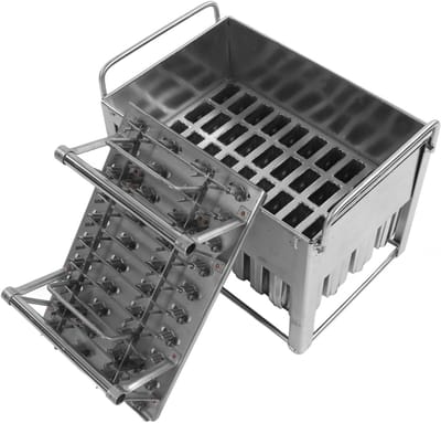 Ijsmaker Roestvrijstaal - IJsvorm Houder - Zelf IJslokken Maken - Voedselveilig Materiaal - 34.6 x 24 x 24 cm - Zilver