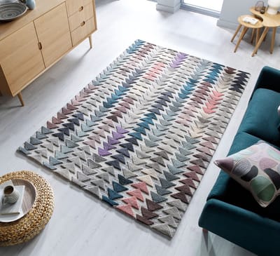 Flycarpets Archer Modern Laagpolig - 100% Wol - Geo Vloerkleed - Multi - 120x170 cm