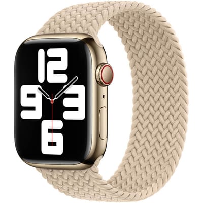 Gevlochten solobandje voor de Apple Watch | 38/40/41/42 mm - Maat 4 - Beige