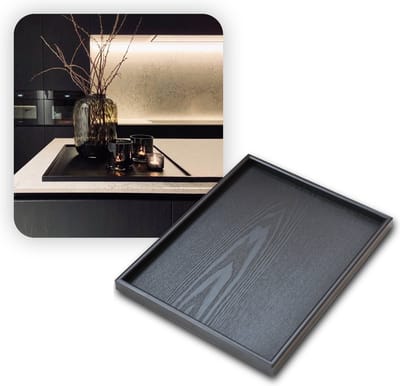 MIRO® Houten Dienblad Rechthoek - Dienblad 35 x 44 cm - Serveerblad - Decoratief Sierblad - Zwart