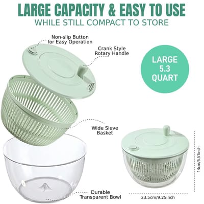 Handmatige Slacentrifuge & Groentesnijder - 2-in-1 Multifunctioneel - Groen