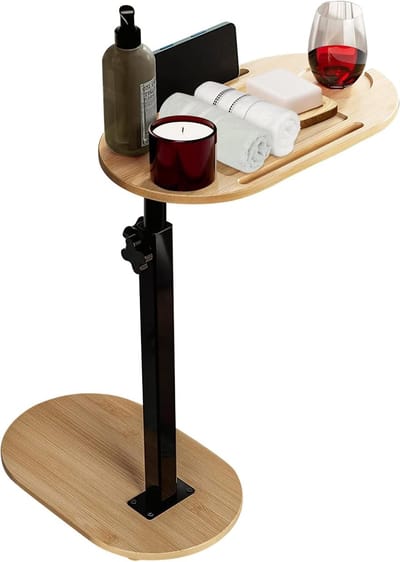 Bamboe bijzettafel - Nachtkastje tafel - Meubel voor woonkamer - Verstelbare hoogte - 40-82 x 43 x 22 cm - Houtkleur