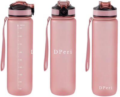 Dperi Waterfles 1 liter - Drinkfles met rietje - Waterfles - Roze - Drinkfles Volwassenen - Lek Vrij - Cadeau voor haar/hem - Verschillende Drinkflessen en waterflessen - Drinkbeker - Sportfles - Drinkbus
