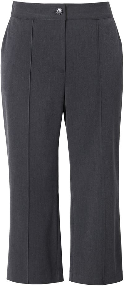 Ulla Popken - Dames - Culotte wijde pijpen elastische tailleband viscose-stretch - Antraciet melange - Maat 42