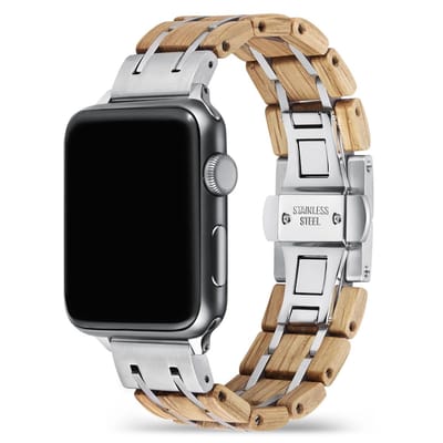 Apple Watch-bandje - walnotenhout en staal 38-41 mm