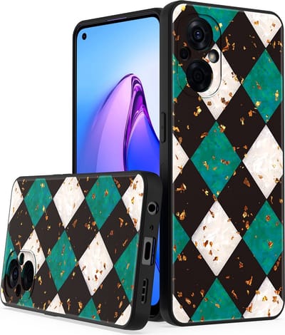 LuxeBass Siliconen hoesje met print geschikt voor OPPO A96 - Marmer Green - telefoonhoes - gsm hoes - telefoonhoesje