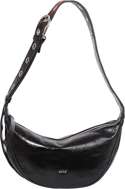 abro Schoudertas Leather Alias Soft By My Side Bag Black / Nickel Zwart