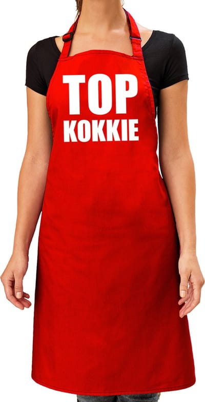 Top kokkie barbeque schort / keukenschort bordeaux rood voor dames - bbq schorten