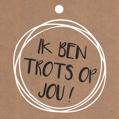 Luxe Bloemenkaartjes - Wenskaarten - Cadeaukaart - Bruin -Trots op Jou - 7x7cm - 20 Stuks - Met Boorgaatje