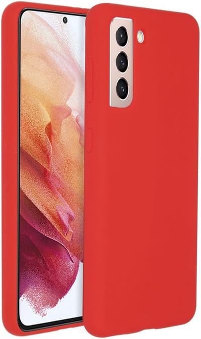 LuxeBass Siliconen hoesje geschikt voor Samsung Galaxy S21FE - Rood - telefoonhoes - gsm hoes - telefoonhoesje