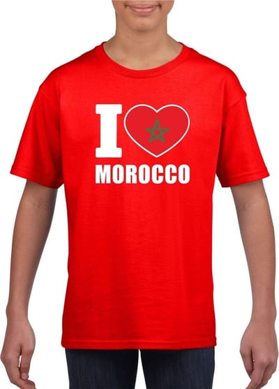 Rood I love Marokko supporter shirt kinderen - Marokkaans shirt jongens en meisjes 110/116