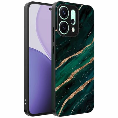 Geschikt voor Oppo Reno 14 Pro Telefoonhoesje met marmer opdruk - TPU backcover case marble design - Groen Goud - Smartphonica geschikt voor Oppo Reno 14 Pro