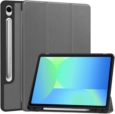 Hoesje - Geschikt voor Samsung Galaxy Tab S10 Lite - Dun & Stevig - Hard Cover Case - Trifold Bookcase Hoes - Met Uitsparing Geschikt voor S Pen - Hardcover Book - Tablethoes - Grijs