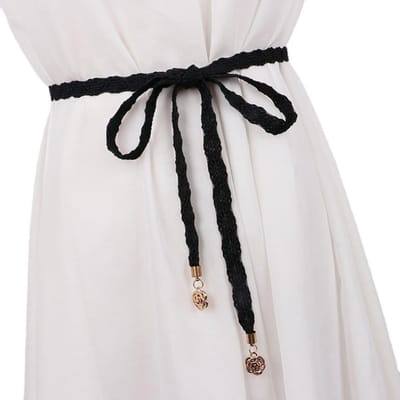 Dunne Tailleband met Decoratieve Kwastjes en Knopen voor Vrouwen - Modieuze Riem voor Jurken en Shirts