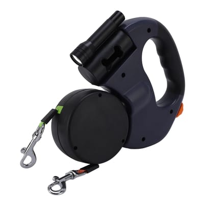 Automatische Dubbel Intrekbare Hondenriem Ingebouwd LED-licht Comfortabele Grip Huisdier Uitlaat Riem voor blauw