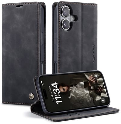 CaseMe Hoesje - Geschikt voor iPhone 16 Hoesje - CaseMe 013 Book Case - Zwart