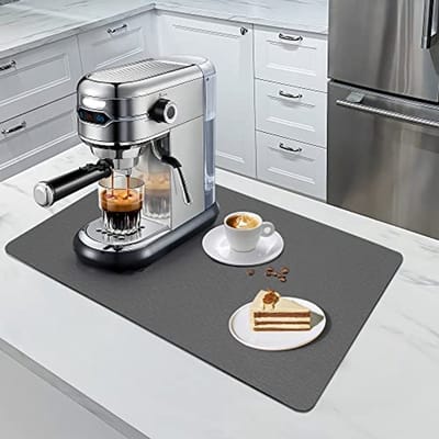 Dailygoods - Afdruipmat servies en koffiemachine - Antislip en sneldrogend (50 x 40 cm, antraciet)
