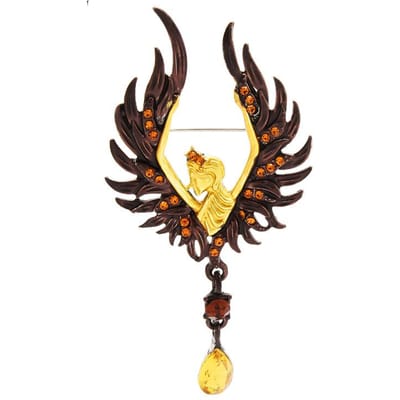 Schoonheid Vleugels Engel Broches Voor Vrouwen Kleur Waterdruppel Fee Figuur Feest Kantoor Broche Speld Sieraden Cadeaus bruin