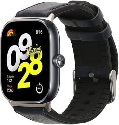 kwmobile horlogeband geschikt voor Xiaomi Redmi Watch 5 & 4 / Smart Band 8 Pro / Smart Band 9 Pro -Armband voor fitnesstracker van leer in donkerblauw