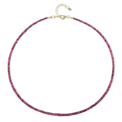 Cavill - Zilveren Halsketting - 925 Sterling Zilver Verguld - Rubeliet 31,607 ct Fancy Facet Mozambique - Verstelbare Luxe Ketting Dames Sieraad
