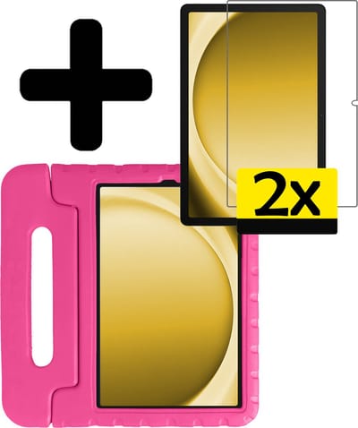 Hoes - Geschikt voor Samsung Galaxy Tab A9 - Met 2x Screenprotector - Kinderhoes Shockproof Bumper - Kidsproof Case - Tablet Hoesje - Kinder Cover - Roze