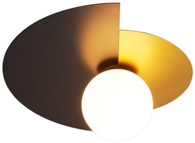 NETTLIFE Plafondlamp E14 - zwart goud - 1-Lichts - Vintage Plafondverlichting - met Glas Lampkap - Metaal - voor Woonkamer | Slaafkamer | Keuken | Hal - Zonder Lichtborn - 35.5cm