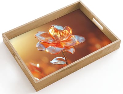 Dienblad hout 40x30 cm - Schootdienblad - Glazen - Bloem - Zonlicht - Borrelplank rechthoek - Plateau dienbladen