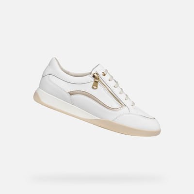 GEOX MARYEMY DAMES Sneakers - WIT/LICHTGOUD - Maat 37