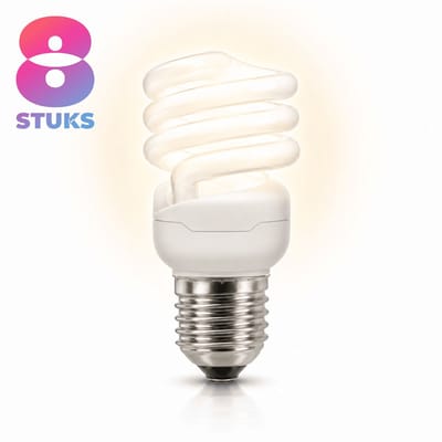 8x Spiraal Spaarlamp E27 - 24W - Warm Wit Licht (2700K) - 1615 lm - 8 jaar - Niet Dimbaar - Bespaar op energiekosten