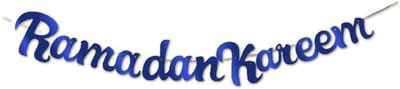 Q2P - Ramadan Kareem - Decoratie - Suikerfeest - Slinger - Versiering - Islam - Blauw - 80 Cm