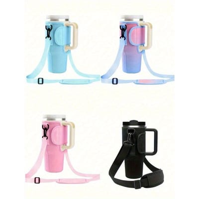 1 pièce Étui pour gobelet 40 oz, Couvercle/Rangement/Organisation pour tasse, Couvercle de tasse en matériau de plongée, Housse de protection pour tasse avec poignée de voiture, Sangle diagonale Sangle réglable rose
