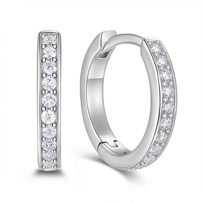 9NB-1737 – New Bling – Zilveren oorbellen enkele rij – Met zirkonia – Zilverkleurig – 925 zilver