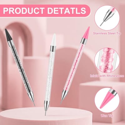Picker Tool Set, 3 Packs Dual-Ended Strass Picker Dotting Wax Pen met 3 Extra Wax Tips en 1 Pincet, Strass Applicator voor het oppakken van Juweel Edelstenen, Kristallen en Studs