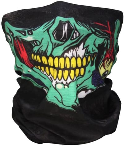 KIMU® Sjaal Skull Colsjaal Zwart Groen Geel Rood - Col Masker Doodskop Skelet Motor Ski Sjaaltje - Skisjaal Eng Horror Ufo Alien Monster Festival