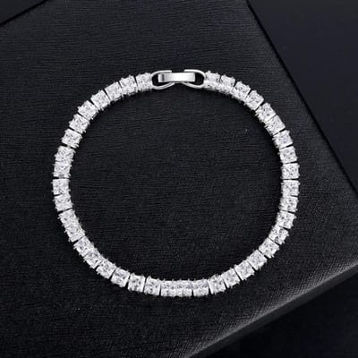 Nieuwe Luxe Prinses 3mm 18cm 925 Sterling Zilver Armband Bangle voor Vrouwen Jubileum Cadeau Sieraden Groothandel Moonso S5451 zilver