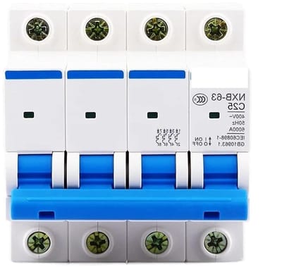 Miniatuur stroomonderbreker - Automaten zekering - Elektrische beveiliging - 4 polen - 63A - Grijs