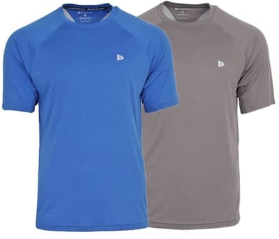 2-Pack Donnay - Sportshirt (André) - T-Shirt - Heren - True Blue/Steel Grey (732) - maat S