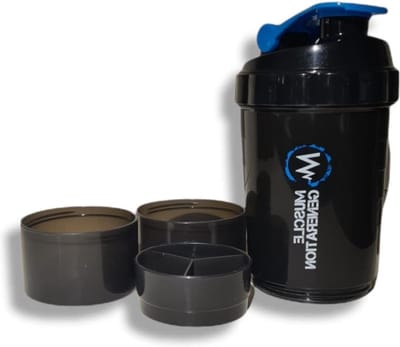 Proteïneshaker 600 ml - fitnessshaker met metalen spiraal - zwart - lekvrij en BPA-vrij - optimaal voor eiwitshakes.