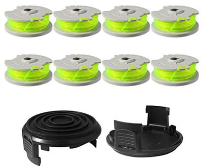 Reservespoel 6m 2mm voor grastrimmer met spoelafdekking - 8 spoelen + 2 dopjes