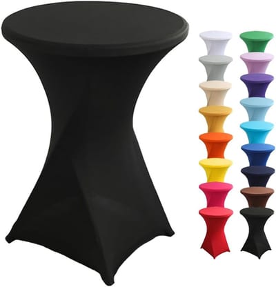 Statafelhoes Stretch - Ronde Tafelhoes - Feestelijke Decoratie - Versterkte Voetenzakken - Ø 60-80 cm - Zwart