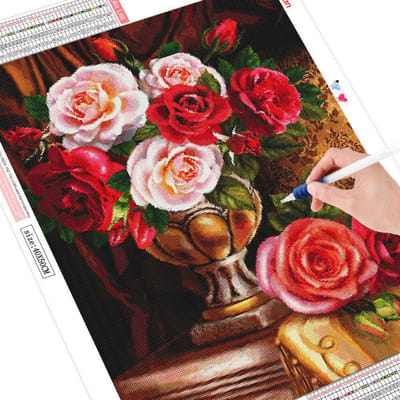 Peinture Diamant Forage Complet Fleurs Art Diamant Broderie Point de Croix Nouvelle Arrivée Décoration de Maison 20X30CM red