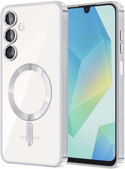 Hoesje geschikt voor Samsung Galaxy A16 - Techsuit Luxury Crystal Back Cover - Geschikt voor MagSafe - Transparant/Zilver