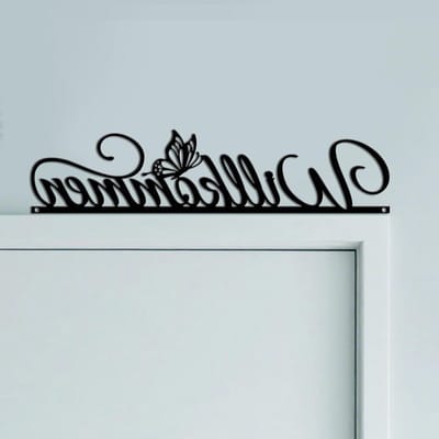 Deurkozijn Decoratie - Wandkunst Ingang - Huis Verfraaien - Roestvrij Metaal - 30 x 7 cm - Zwart