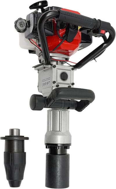 Benzine Paaldrijver - Heimachine Stromer - Hekken Plaatsen - Draagbaar Krachtig Apparaat - 32cc Motor - Rood Zwart