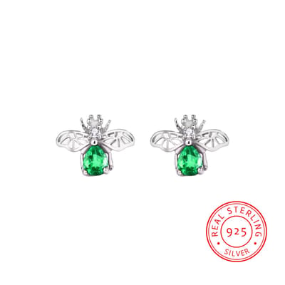Borasi Zilveren Bijen Oorbel | 925 Zilver | Zilver | Dames Oorbel | Zirkonia Stenen | Elegant | Vrouwen Cadeau | Dames Sieraden |