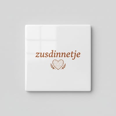 Zusdinnetje Tekst Tegel – Liefdevolle Familie Woondecoratie Cadeau – 15 x 15 cm