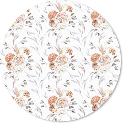 Muismat rond 20x20 cm - Mousepad Bloemen - Bohemian - Wit - Ronde muismatten